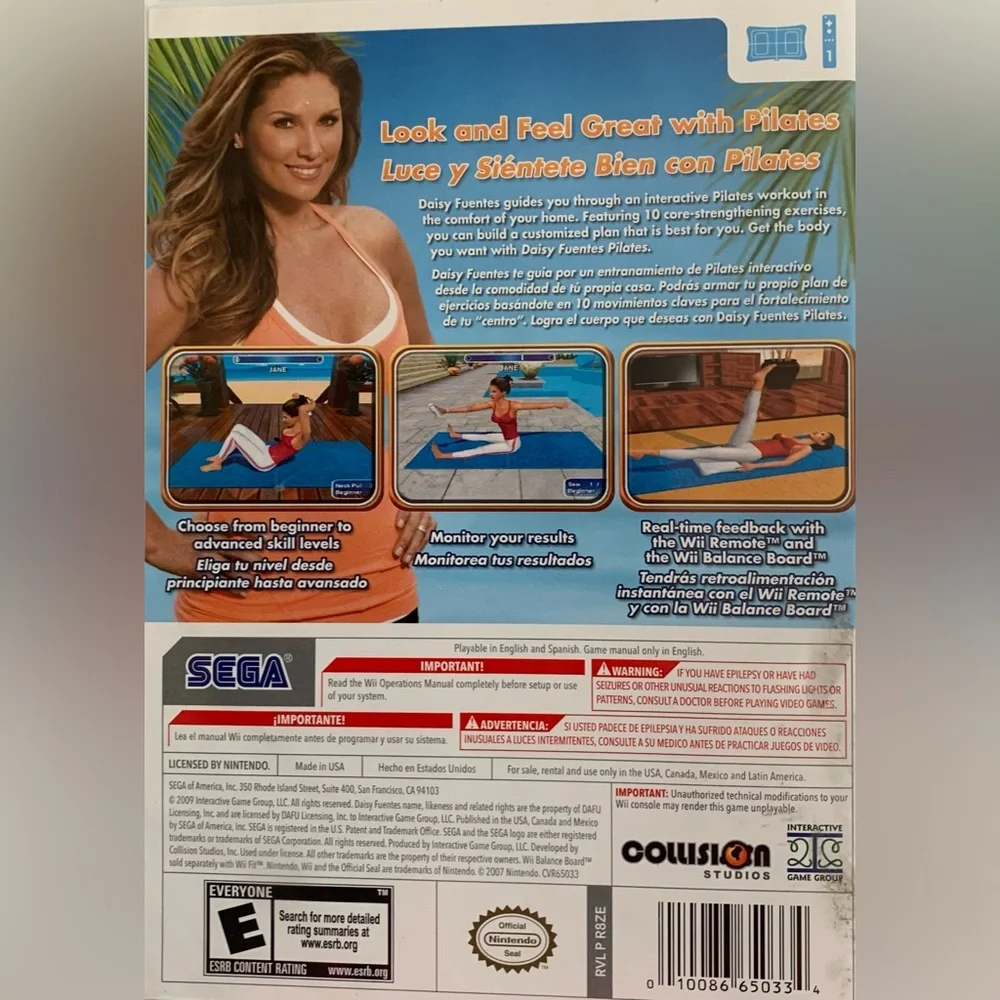 Daisy Fuentes Pilates for Wii -NEW opened but never used.